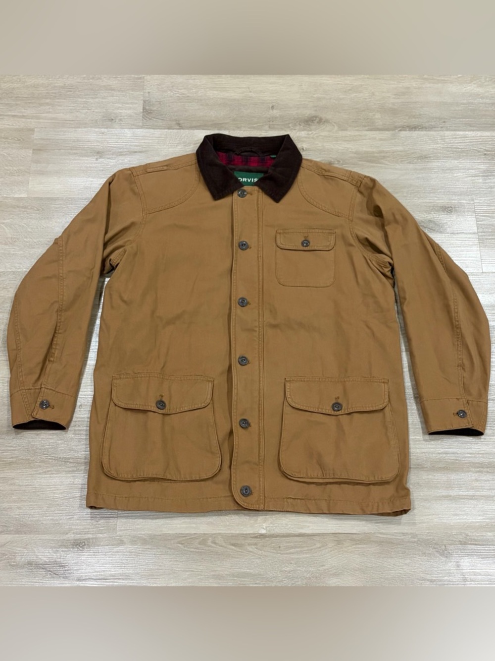 Orvis Jacket Men Large Brown Tan Original Barn Coat Chore Heritage Flannel Lined